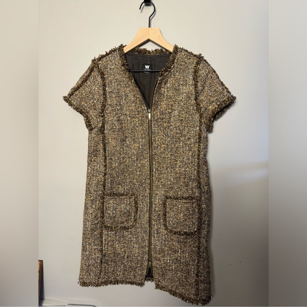 W BY WORTH Chanel-Style Tweed Dress Zip-Front with Pockets